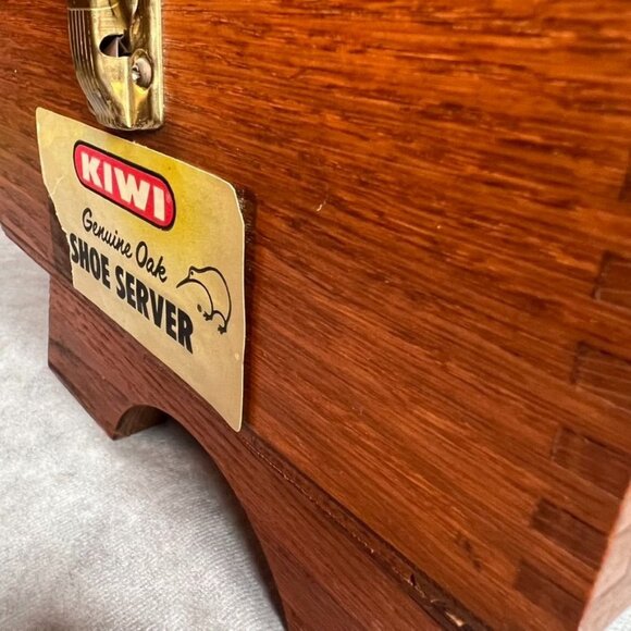 VTG Kiwi Genuine Oak Shoe Server Valet Caddy Shoe Shine Handle & Contents READ - Picture 3 of 14